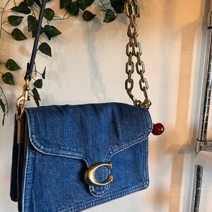 Coach Denim Chain Tabby 26 Shoulder Bag with Gold Accents